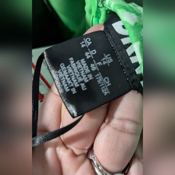 DKNY Ruffled Neck Green Chiffon Dress - Picture 4 of 5